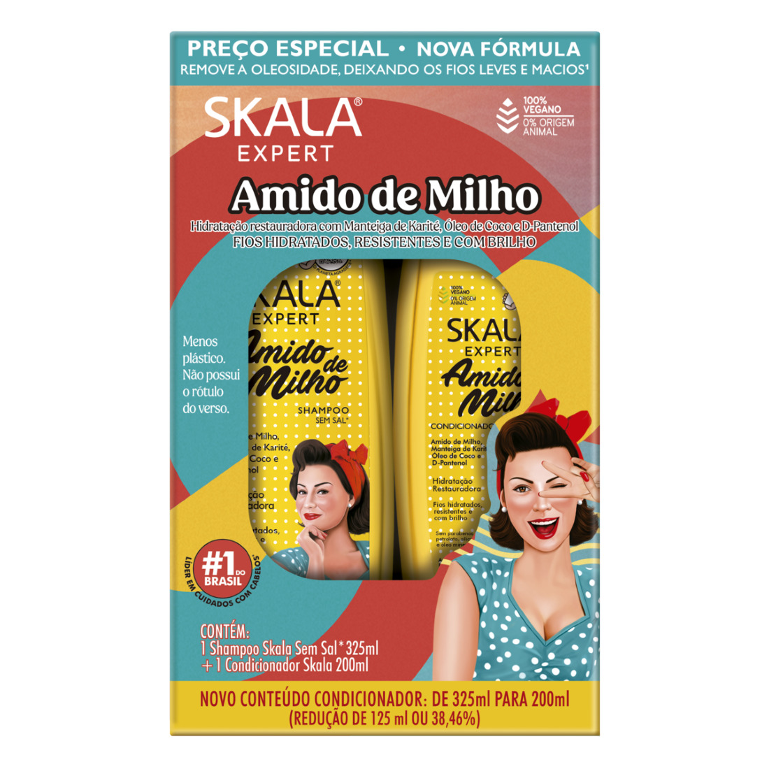 SHAMPOO 325ML + CONDICIONADOR 200ML SKALA AMIDO DE MILHO