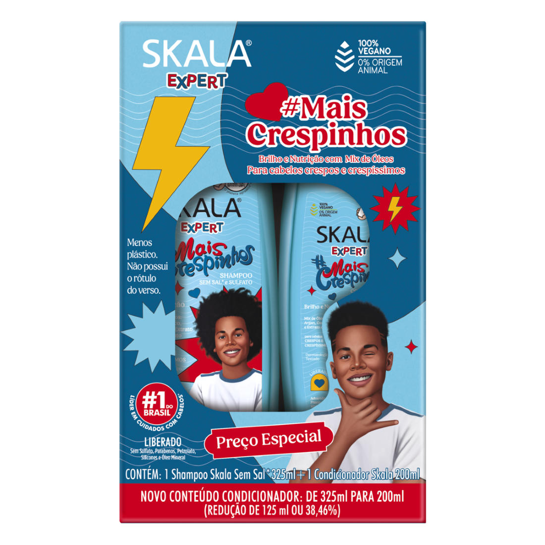 SHAMPOO 325ML + CONDICIONADOR 200ML SKALA MAIS CRESPINHOS