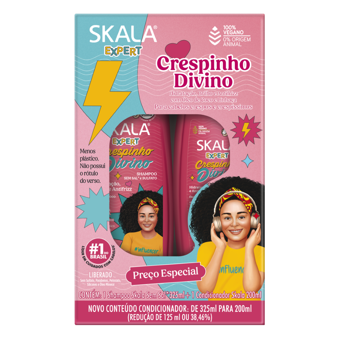 SHAMPOO 325ML + CONDICIONADOR 200ML SKALA CRESPINHO DIVINO