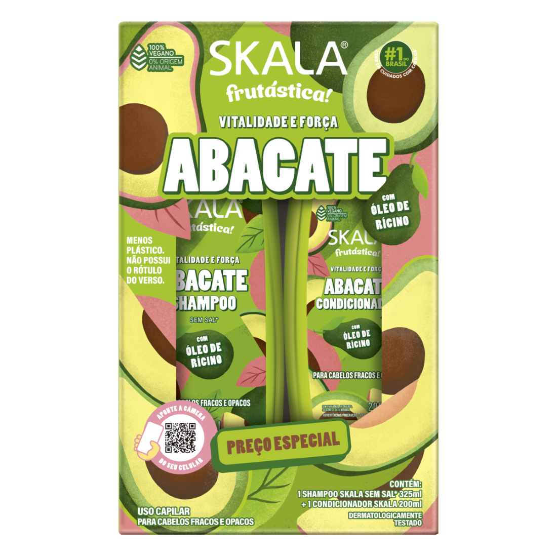 SHAMPOO 325ML + CONDICIONADOR 200ML SKALA ABACATE