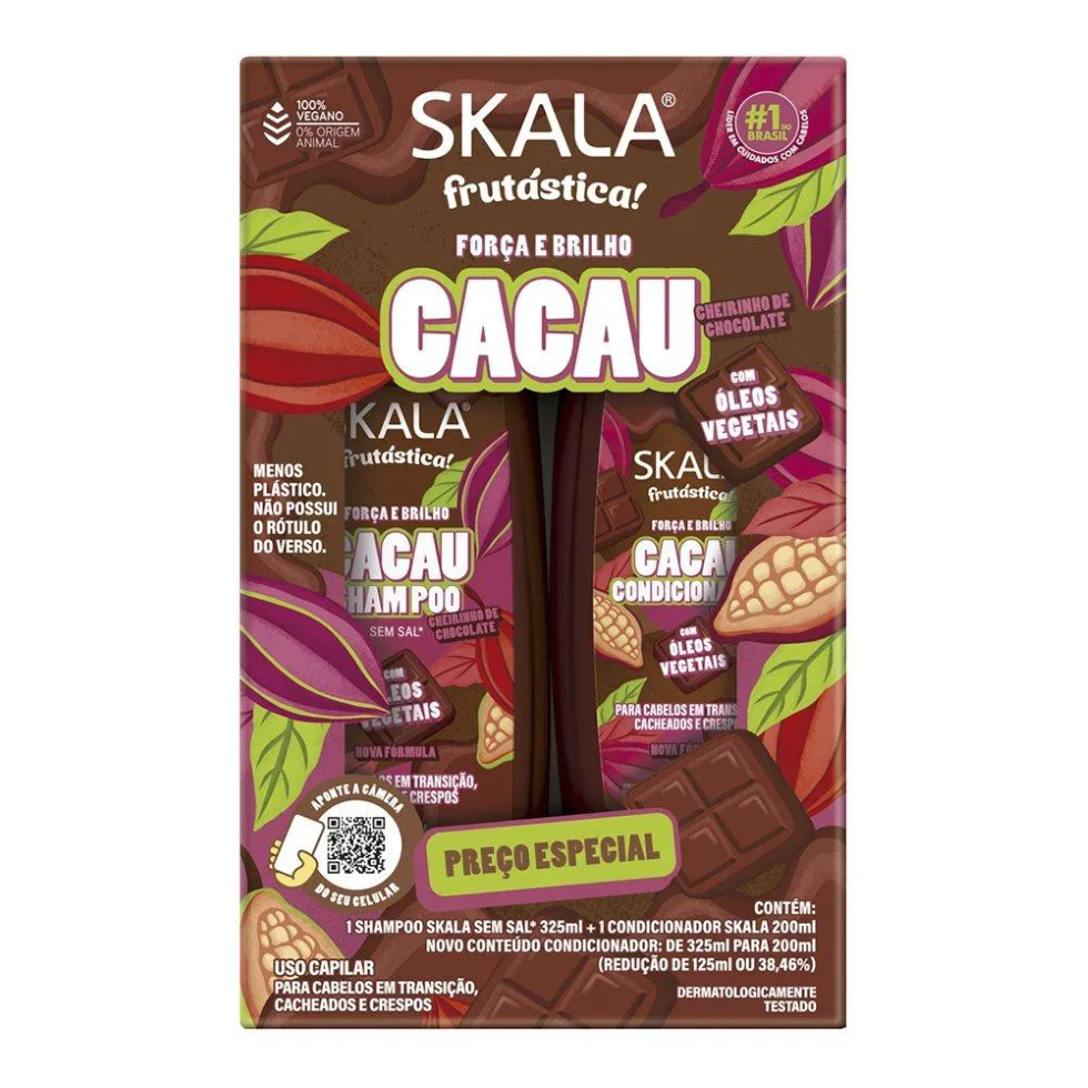 SHAMPOO 325ML + CONDICIONADOR 200ML SKALA CACAU