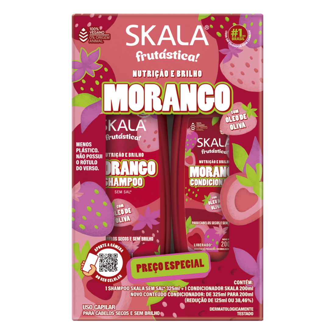 SHAMPOO 325ML + CONDICIONADOR 200ML SKALA MORANGO
